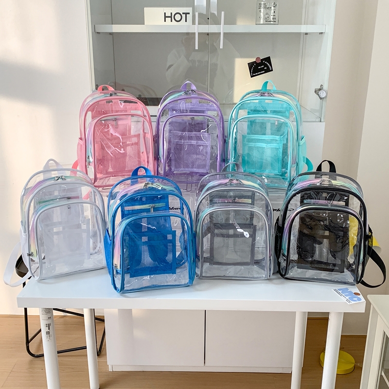 Fashion Backpack Women - PVC Transparent Zipper Large Capacity Backpack