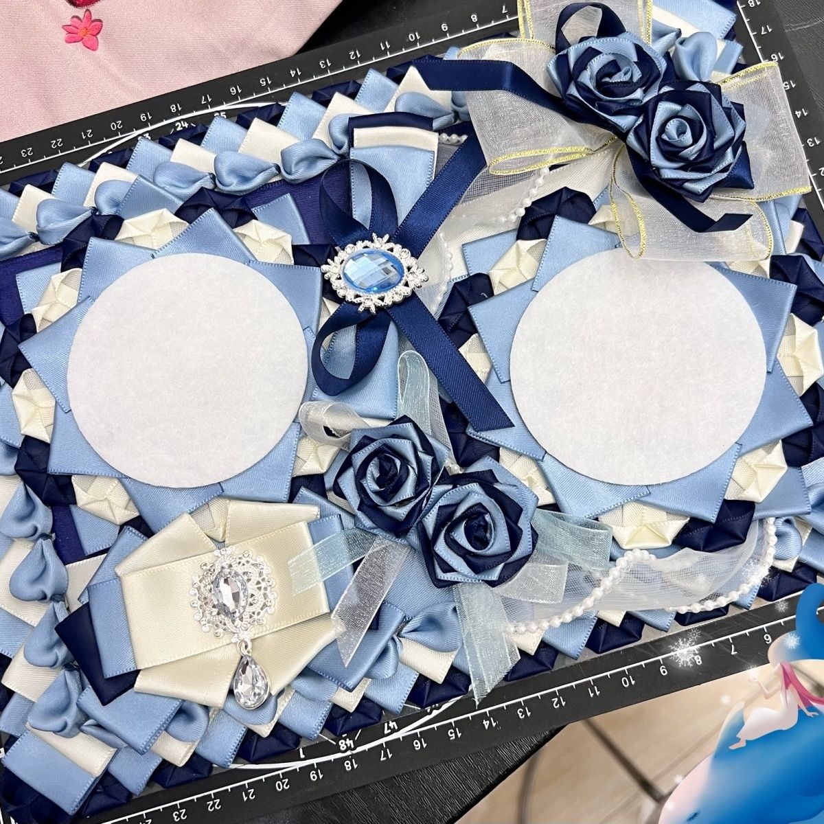 Backpack Insert Organizer - ribbon lace hand made Flower Fill