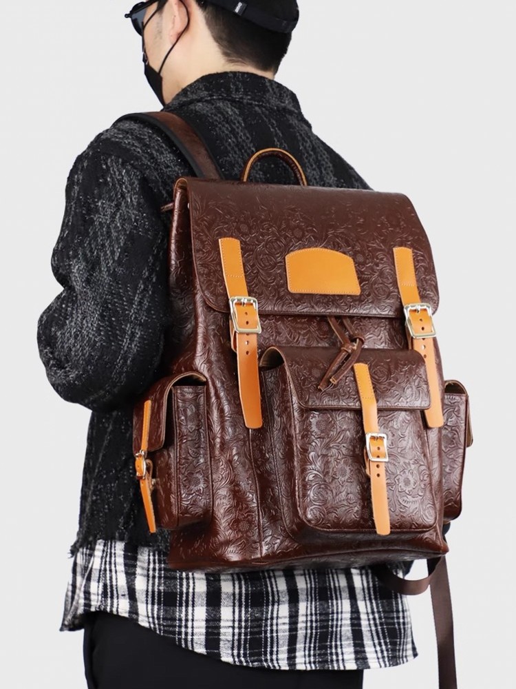 Vintage Mens Floral Wing Tip C – Leather Backpack Vintage Bewertung und Preis