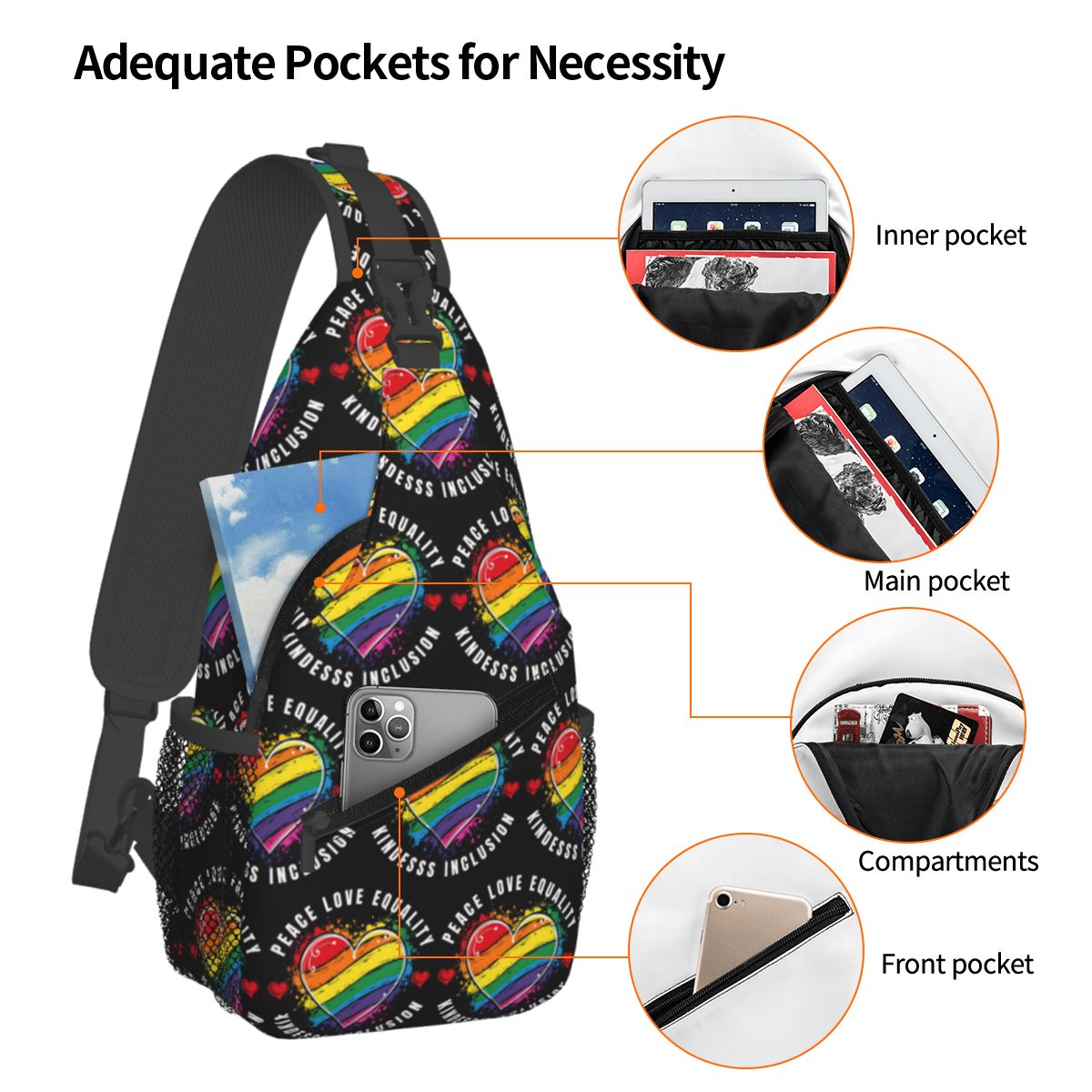Inclusive Rainbow Printed LGBT – Sling Backpack Shoulder Bewertung und Preis