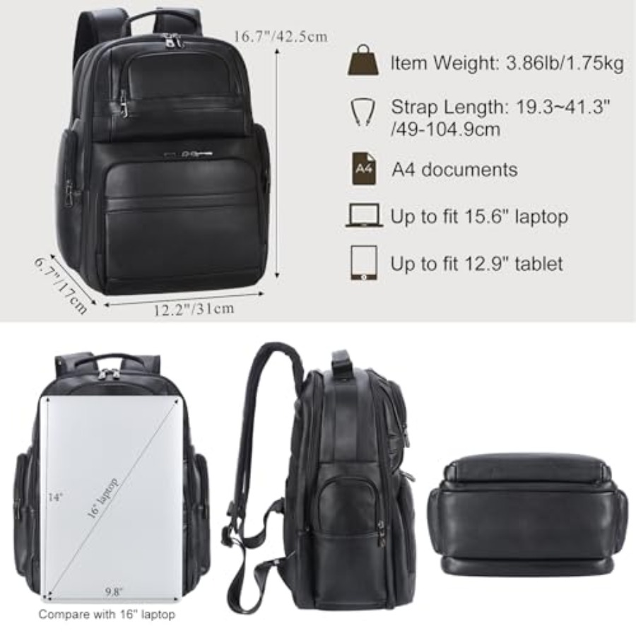 Men's Vintage Leather Backpack – Laptop Backpack 15.6 Bewertung und Preis