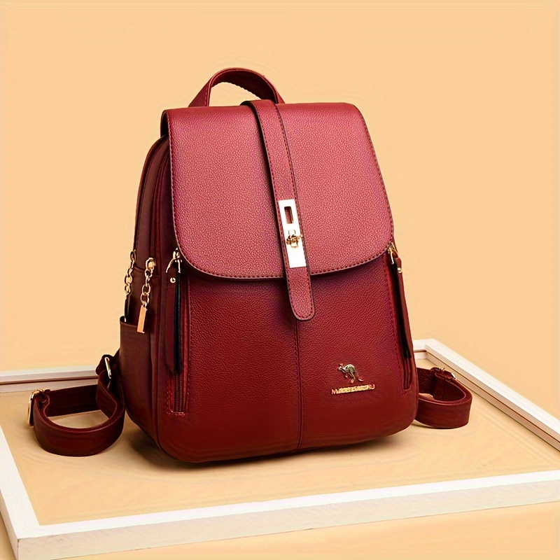 Elegant Wine Red Leather Backp – Travel Backpack Anti Theft Bewertung und Preis