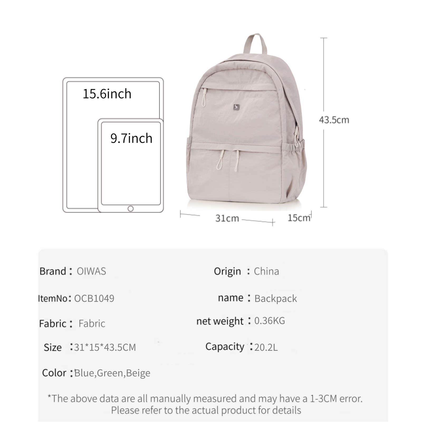 OIWAS Ultra lightweight and st – Canvas Backpack Casual Bewertung und Preis