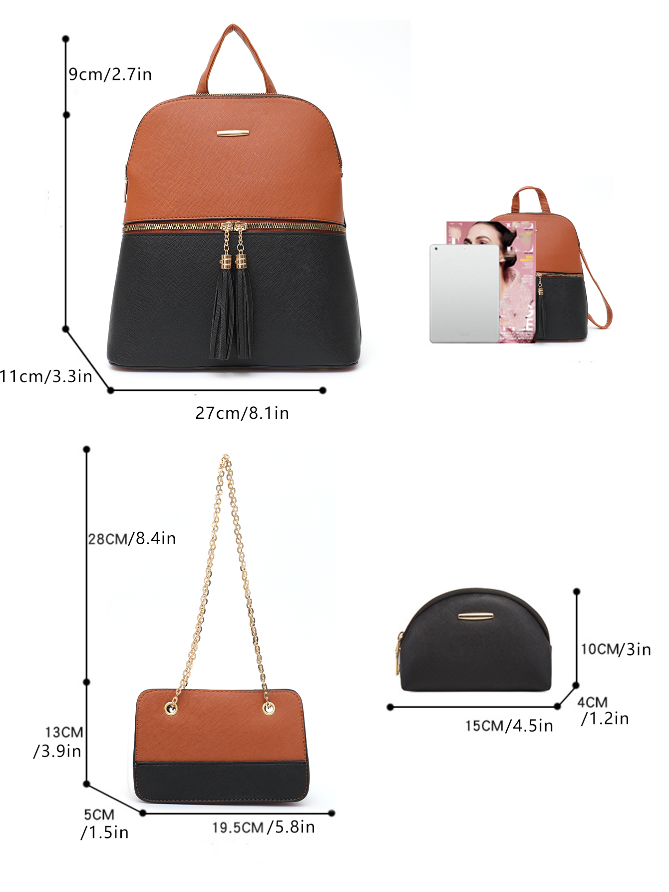 4 PCS Bags Set Women's Fashion – Mini Backpack Purse Bewertung und Preis